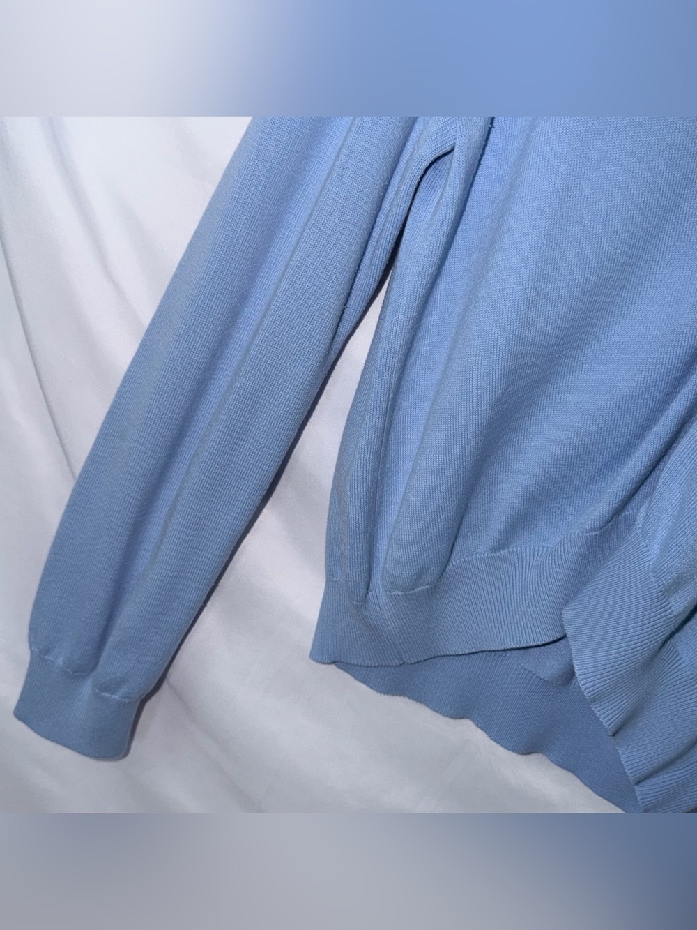 Vintage Evie Light Baby Blue Cotton V-Neck Size XL Retro Y2K Cardigan Sweater - Picture 8 of 16